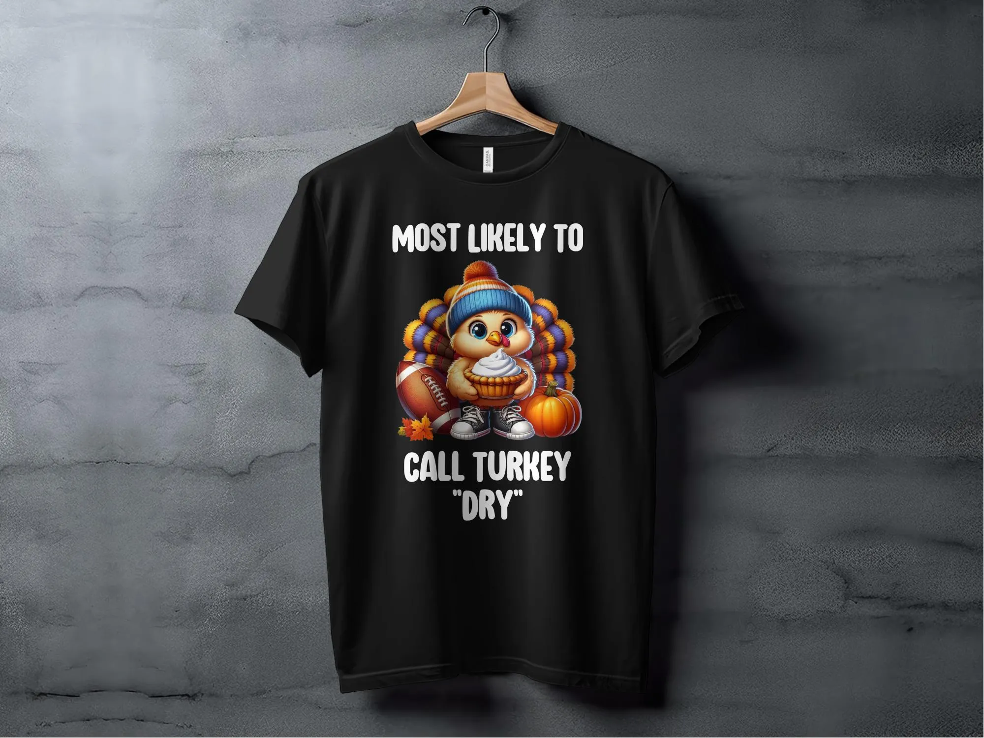 Funny Thanksgiving Turkey Football T-Shirt, Fun Fall Tees for Family Gatherings, Cute Turkey Dessert Humor Shirt