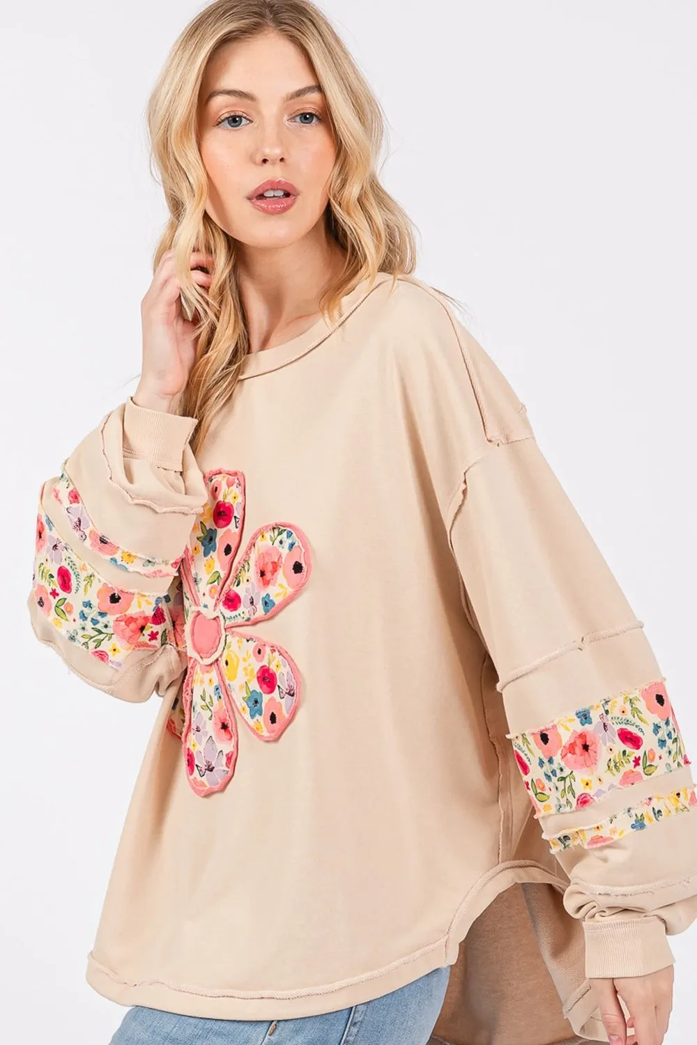 G Daisy Patch Applique Long Sleeve Sweatshirt