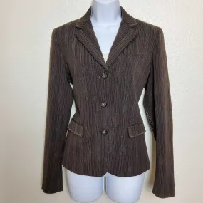 Gianni Bini Brown Pinstripe Blazer with Elbow Patches, Women's Size 8