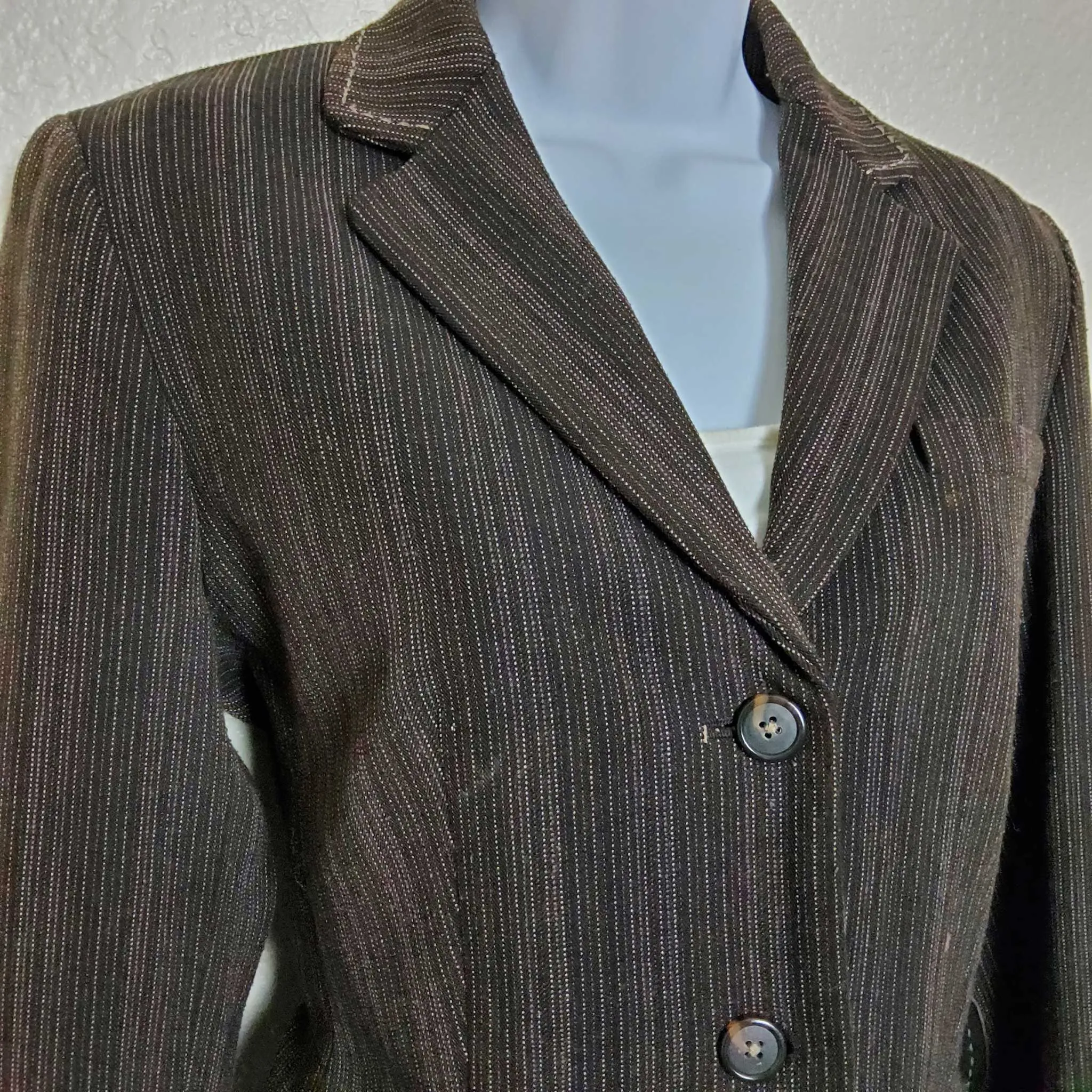 Gianni Bini Brown Pinstripe Blazer with Elbow Patches, Women's Size 8