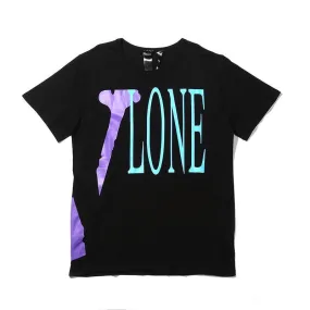 Giftngon - Vlone Style Text Printed Tshirt in Black and Blue - Vlone StyleClothing