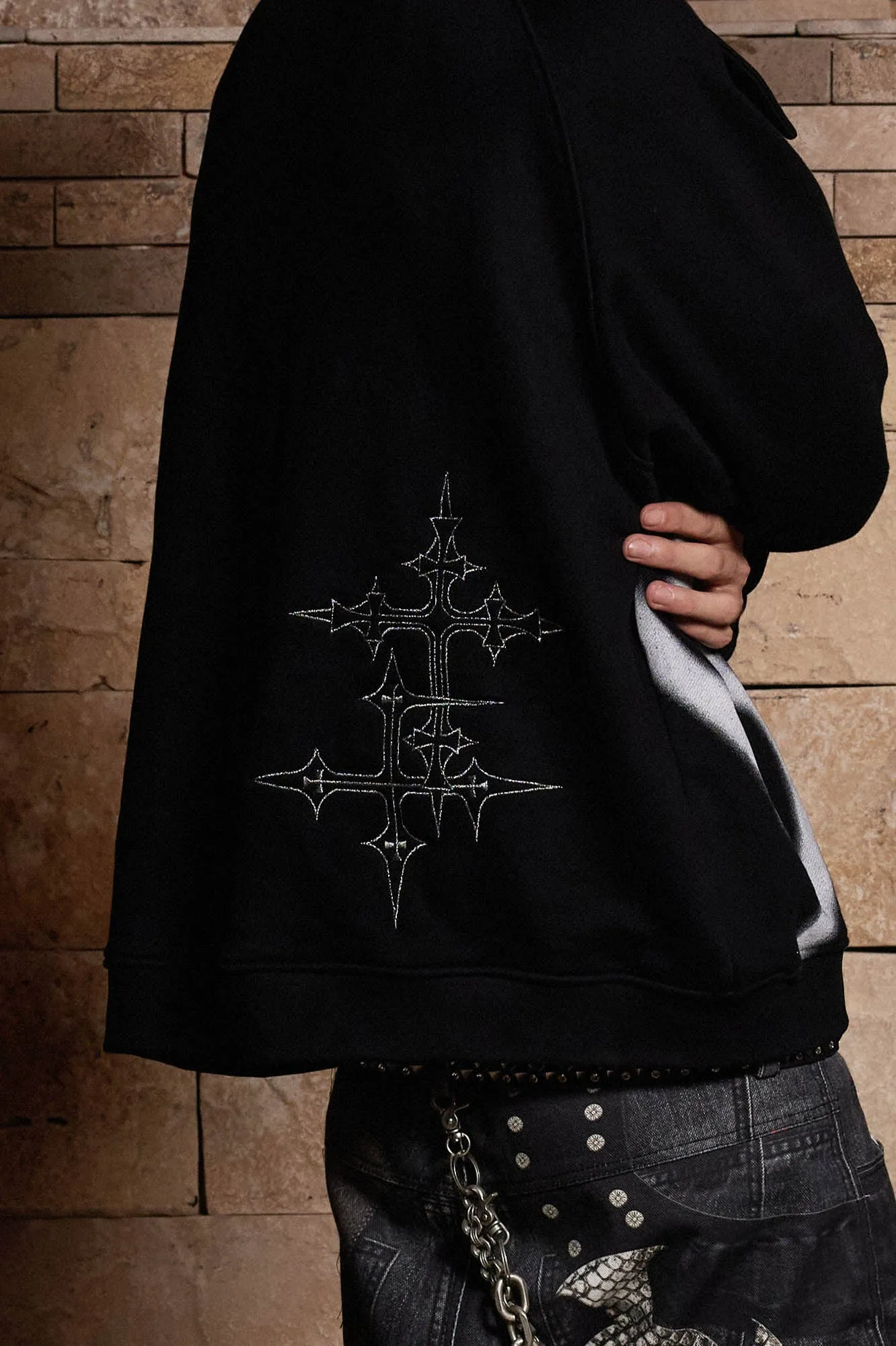 Gothic Cross Polo Sweatshirt