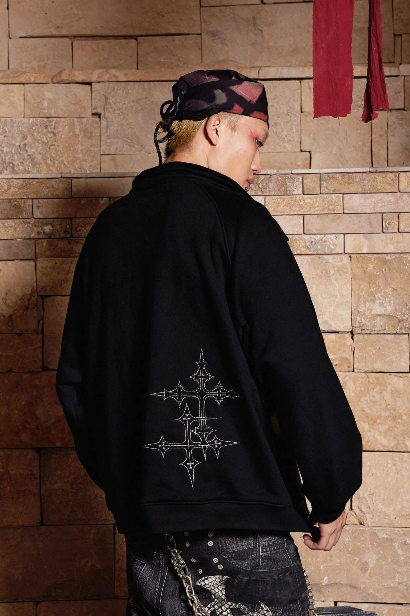 Gothic Cross Polo Sweatshirt