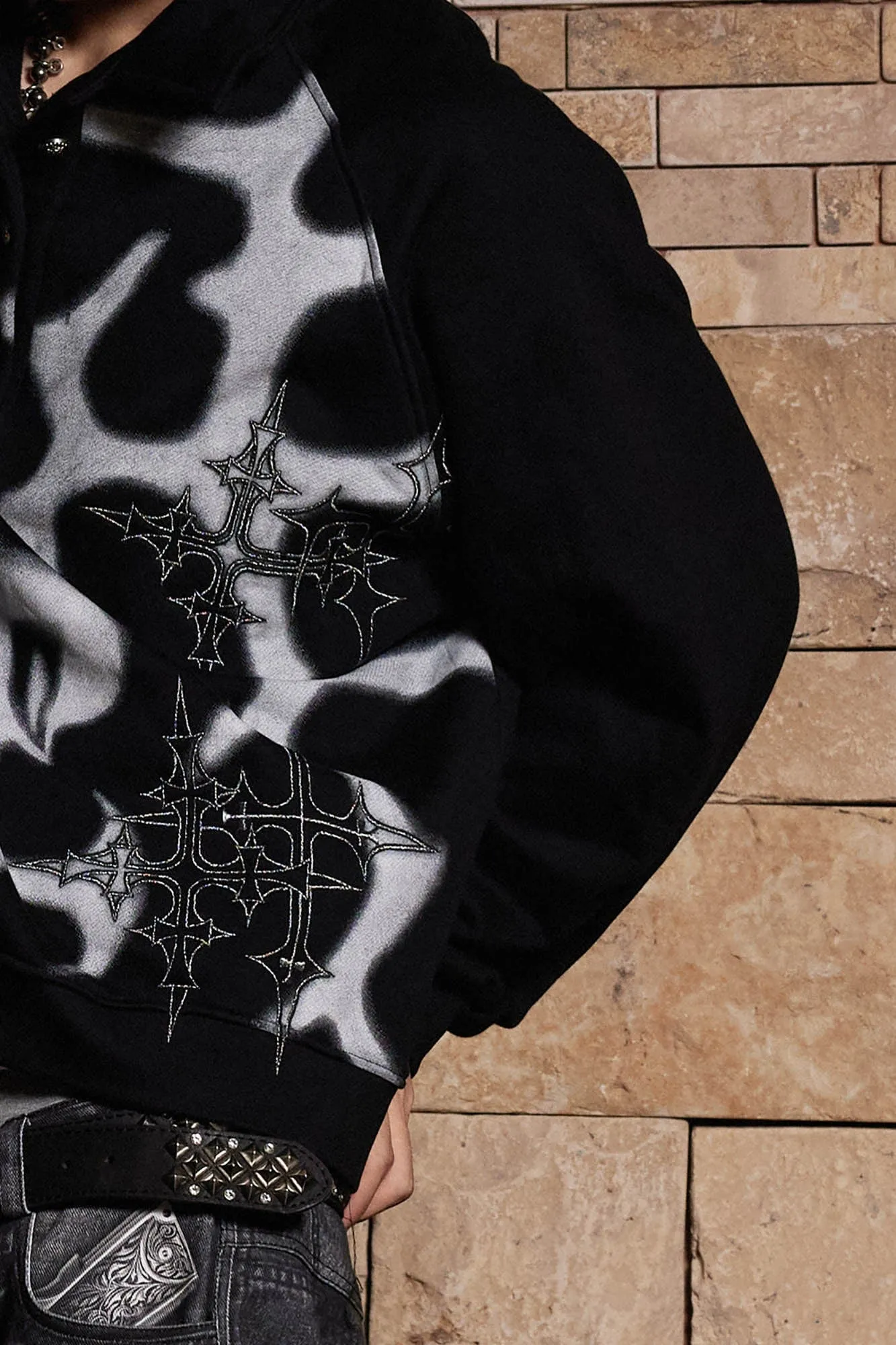 Gothic Cross Polo Sweatshirt