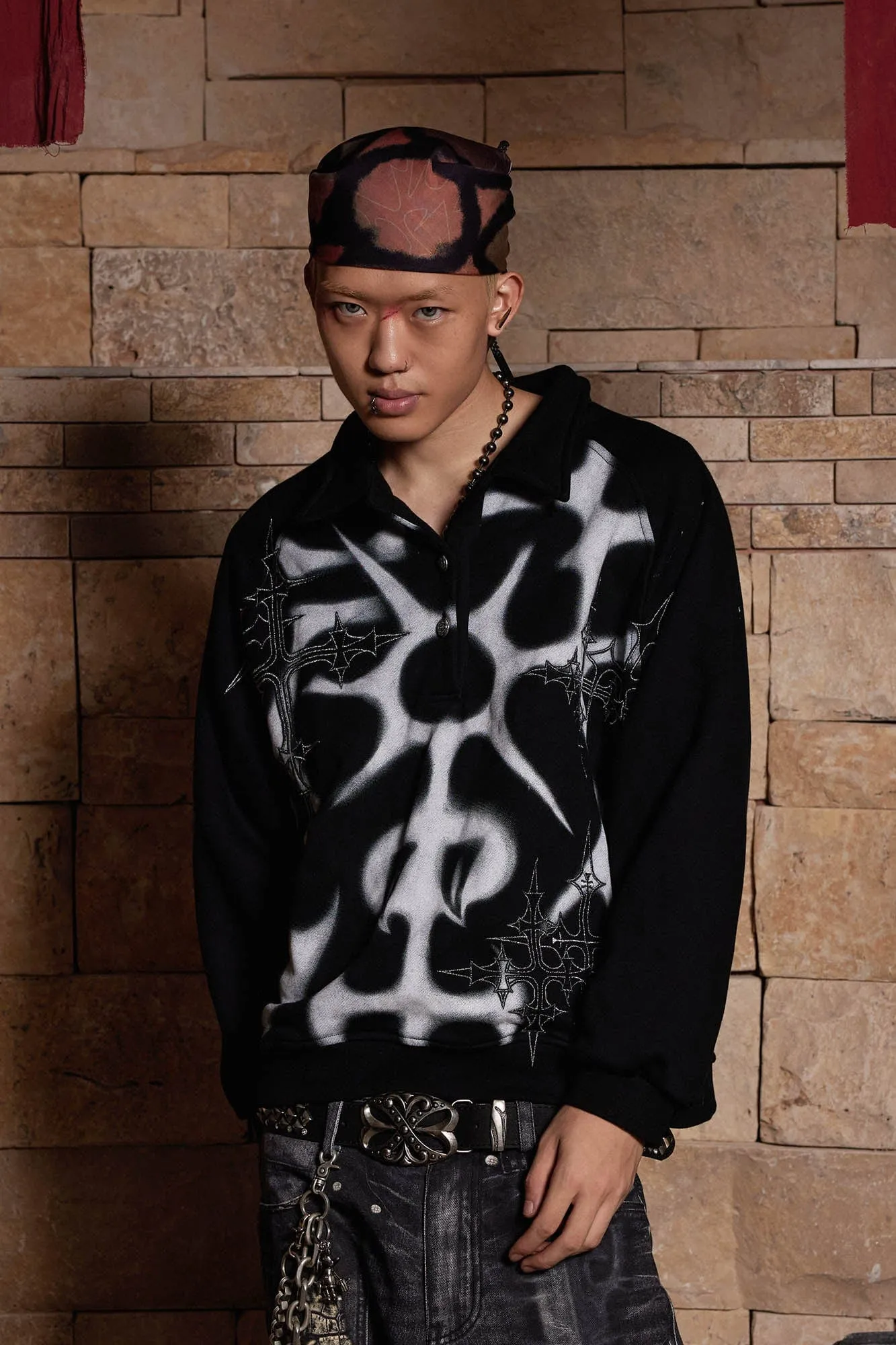 Gothic Cross Polo Sweatshirt