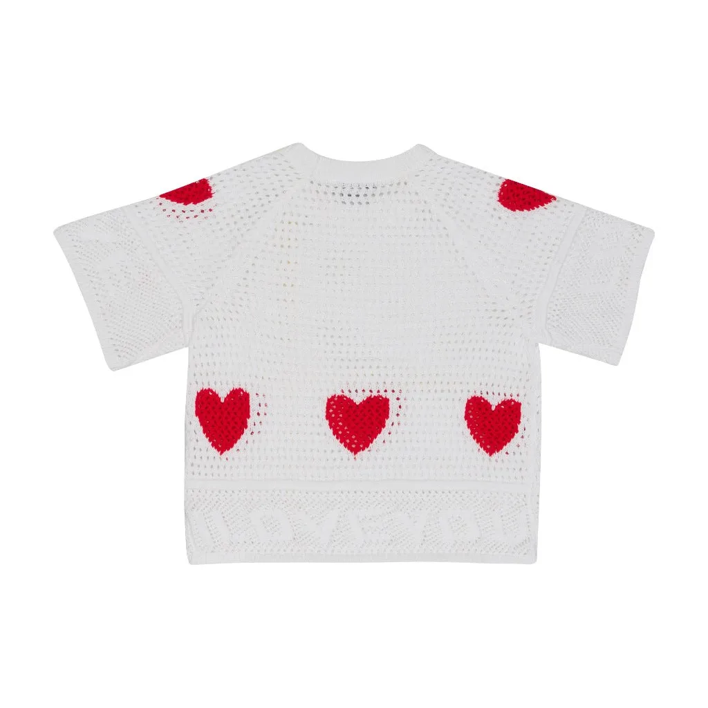 Heart Pattern Cotton Knit Top