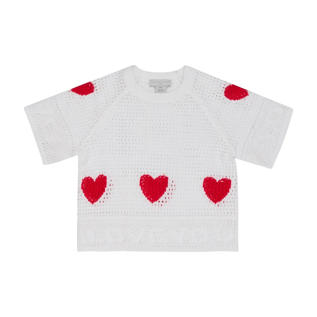 Heart Pattern Cotton Knit Top