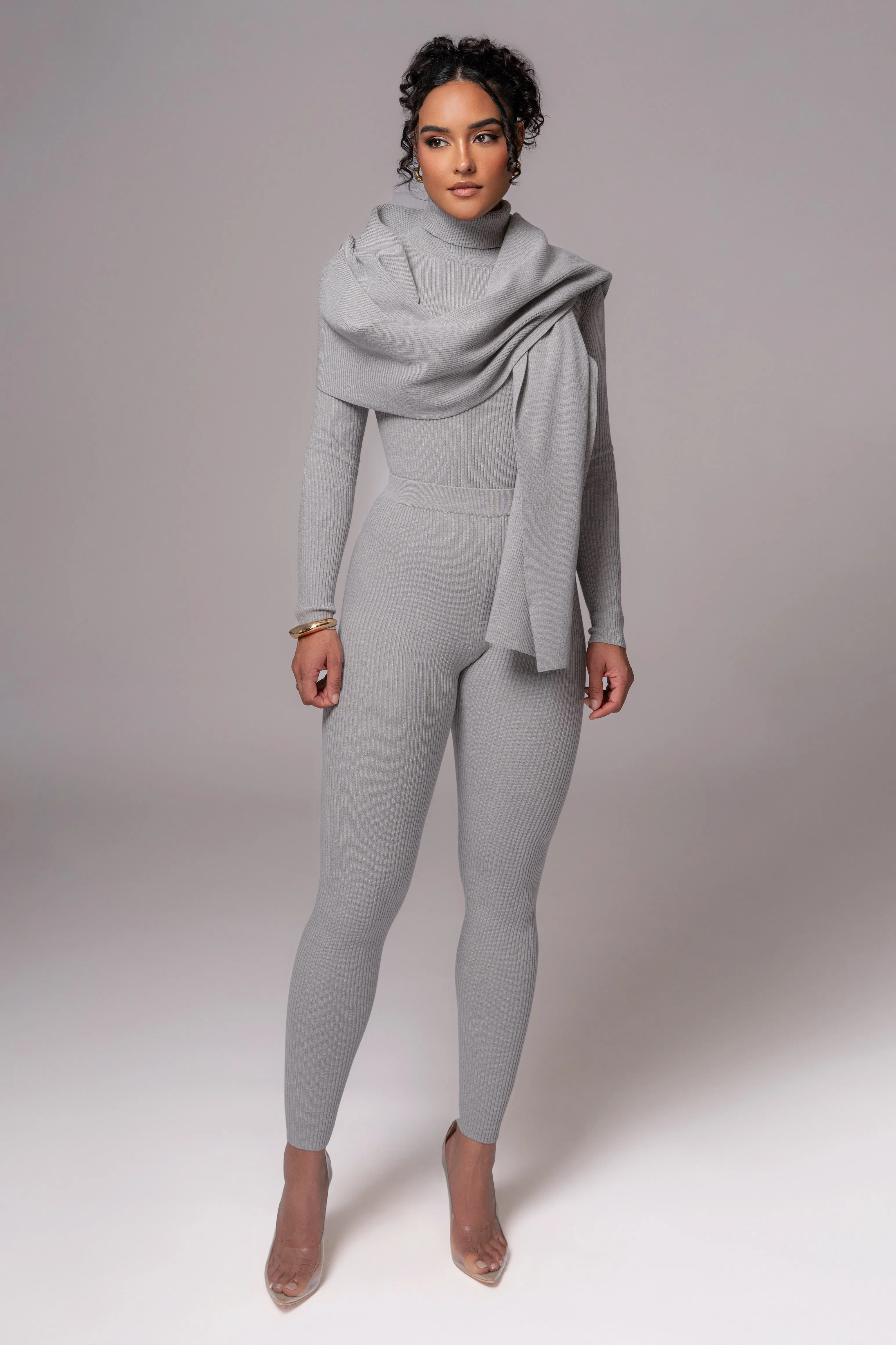 Heather Grey Naaya Ribbed Leggings