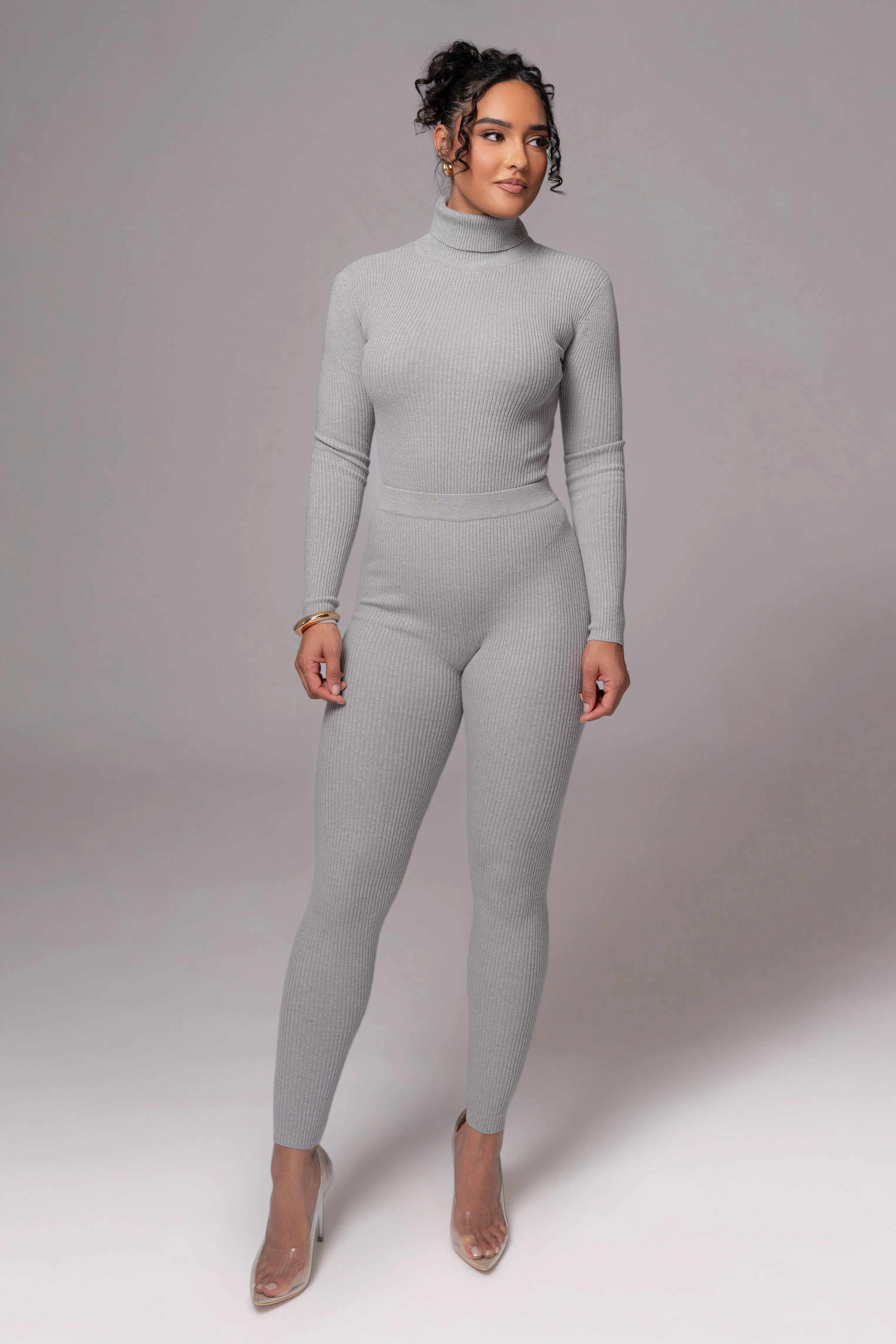 Heather Grey Naaya Ribbed Leggings