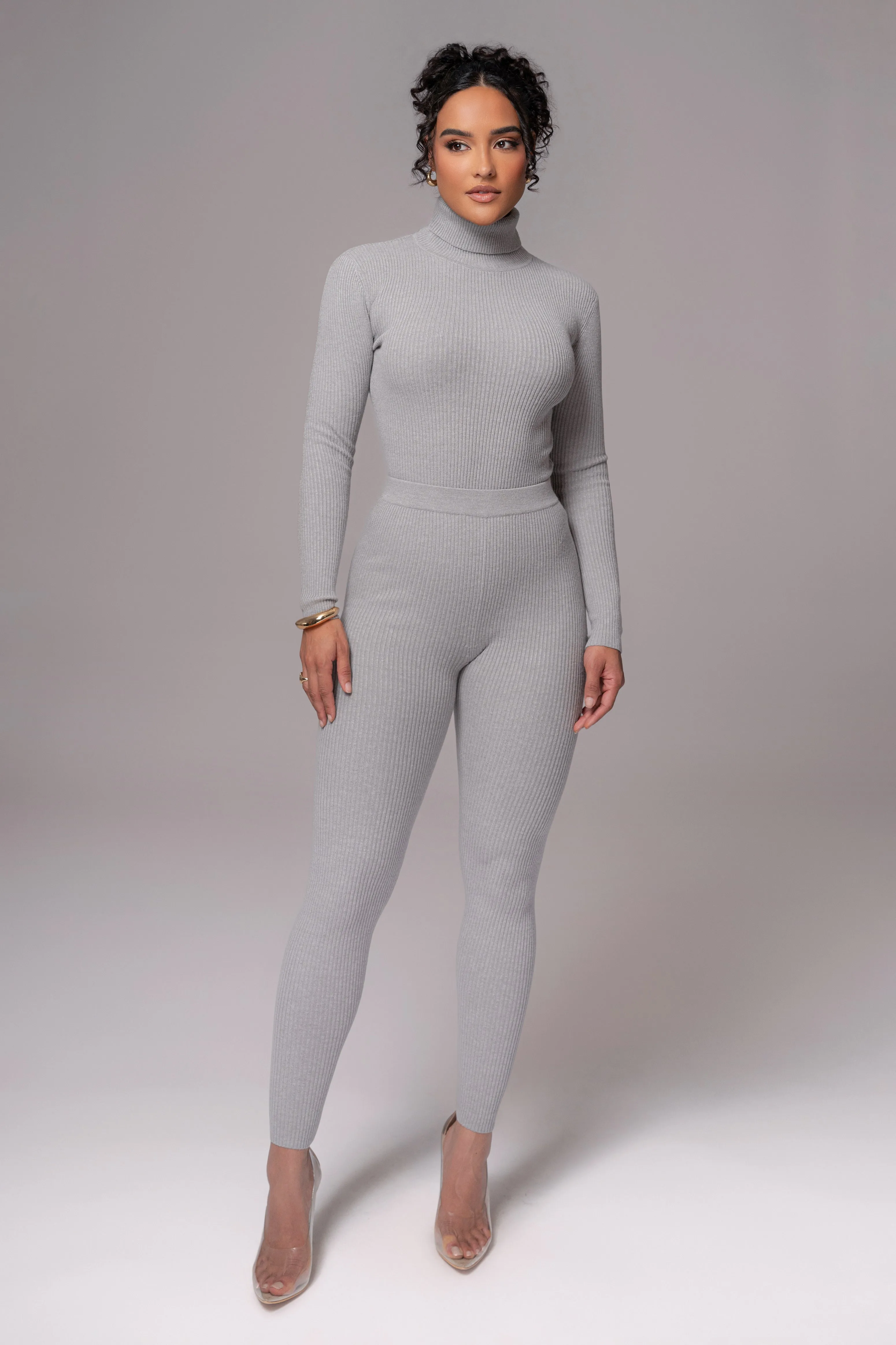 Heather Grey Naaya Ribbed Leggings