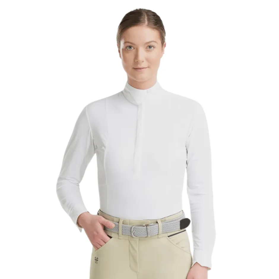 Horse Pilot Monica Long Sleeve Show Shirt - White