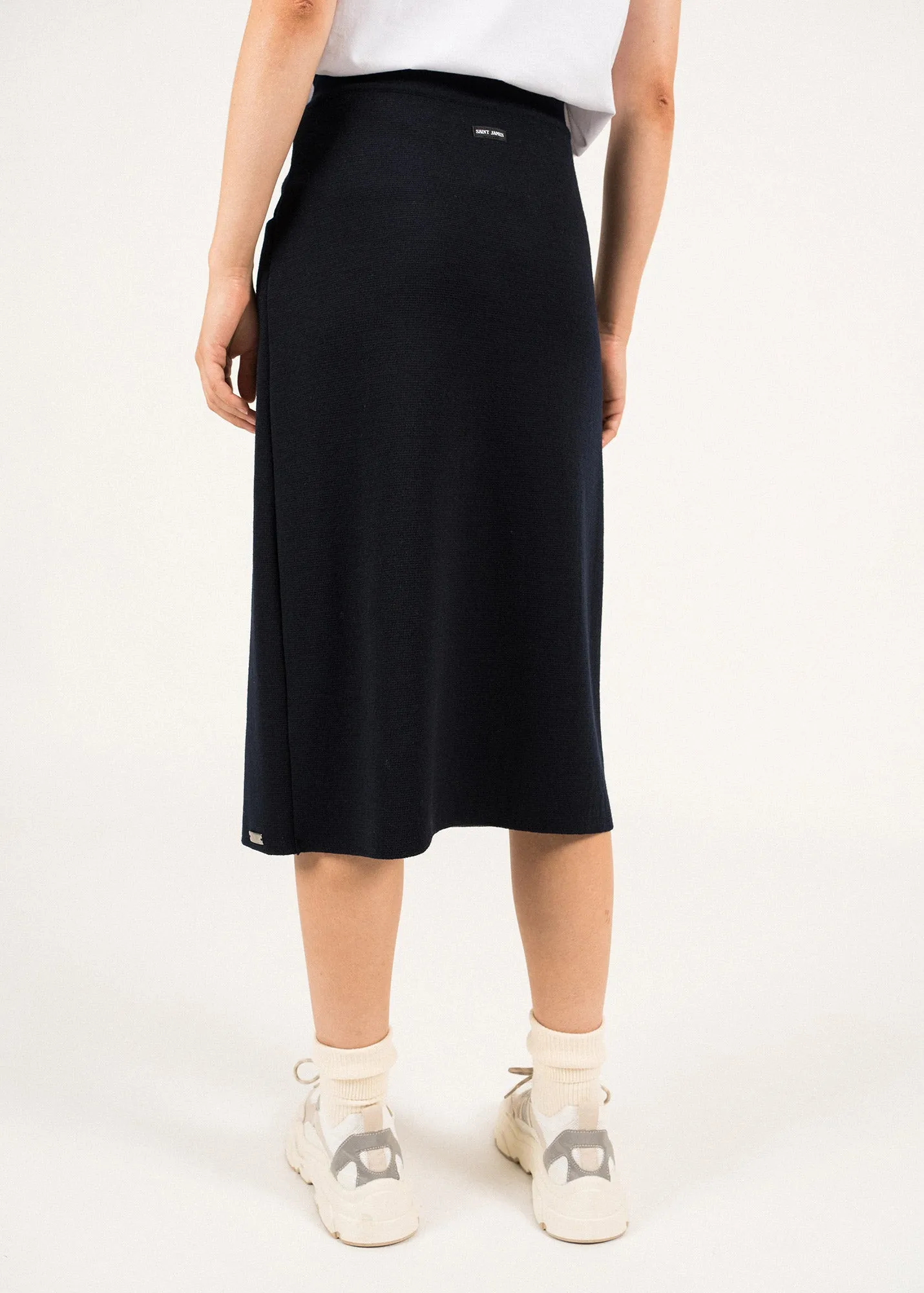 Ile Lacroix Buttoned Wool Skirt - SAINT JAMES x Romain Brifault (NAVY)