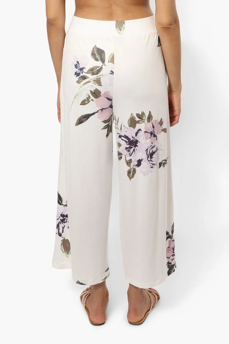 International INC Company Floral Wide Leg Pants - White