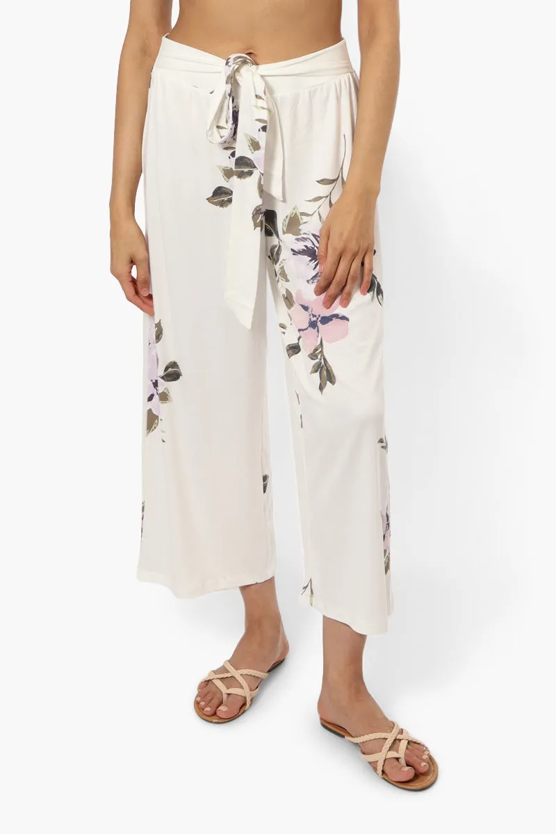 International INC Company Floral Wide Leg Pants - White