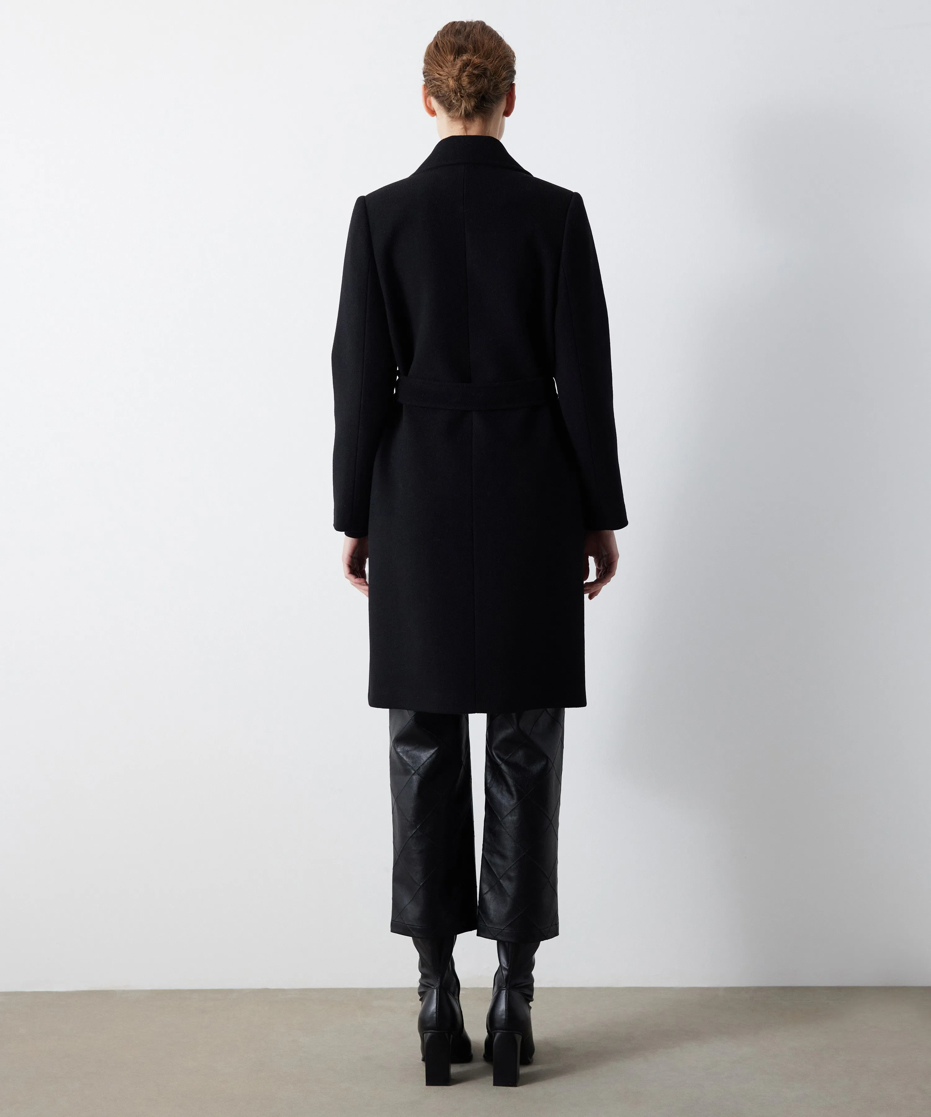 Ipekyol Belted Cashmere Textured Coat Black