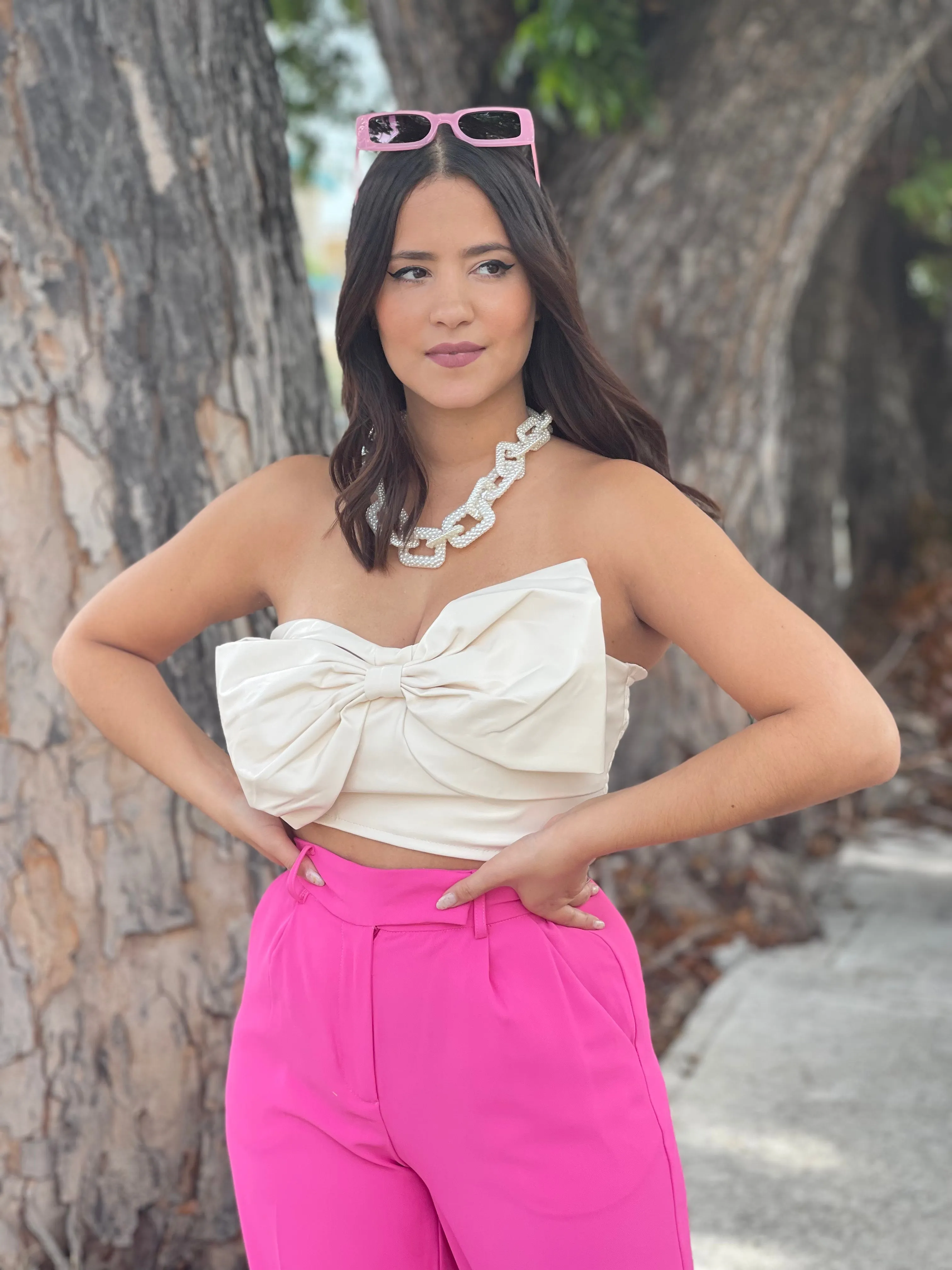 Ivory Bow Crop Top