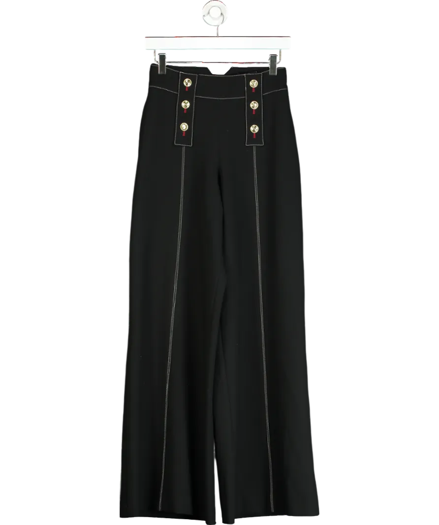 Karen Millen Black Compact Stretch Tailored Flared High Waisted Pants UK 6