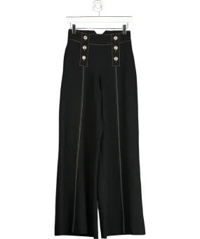 Karen Millen Black Compact Stretch Tailored Flared High Waisted Pants UK 6