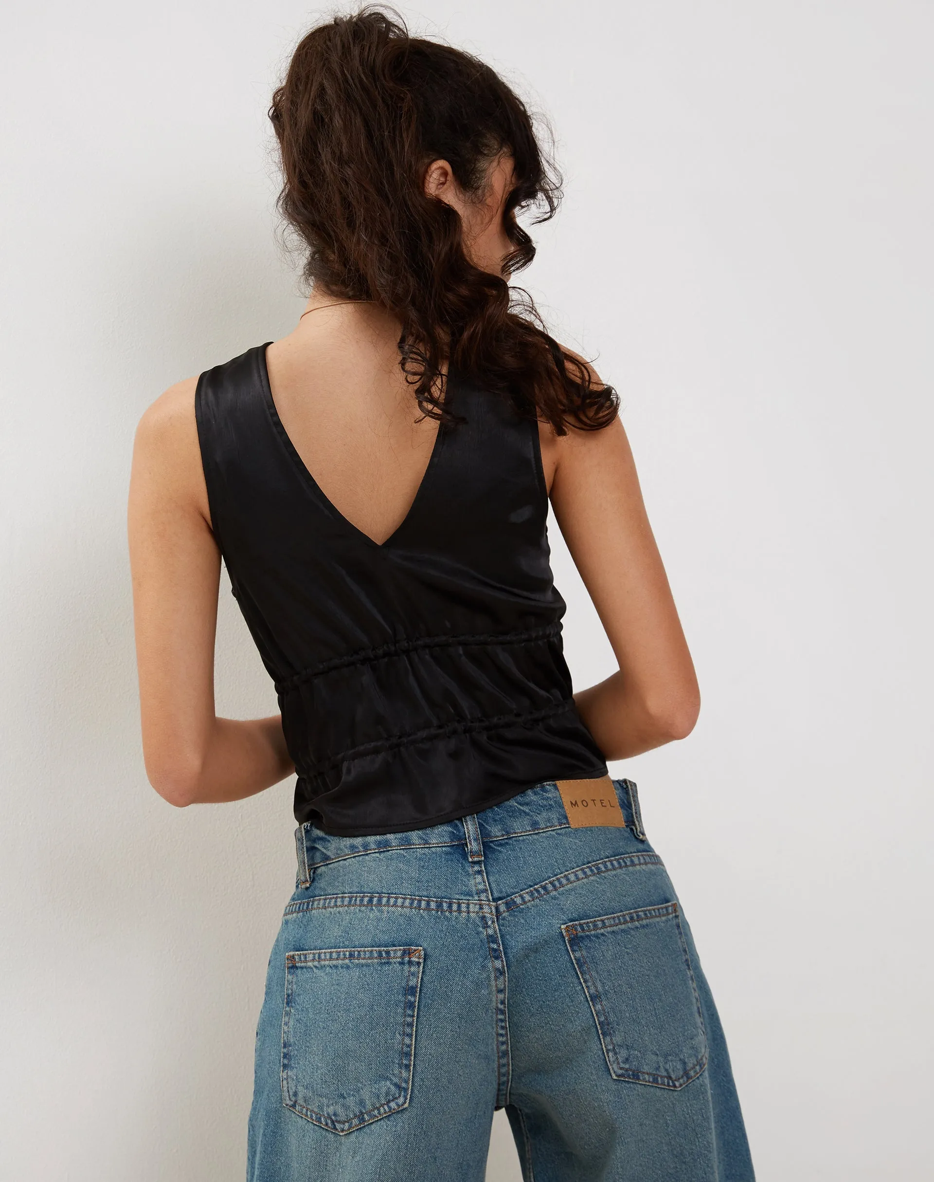 Kayson Crop Top in Satin Black