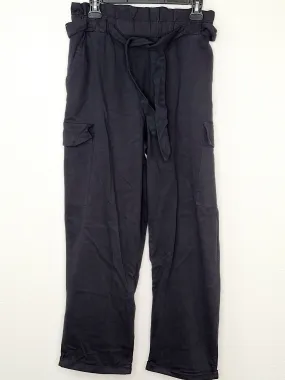 Kendall & Kylie Women's Black Belted Paper Bag Waist Cargo Pants Size Small