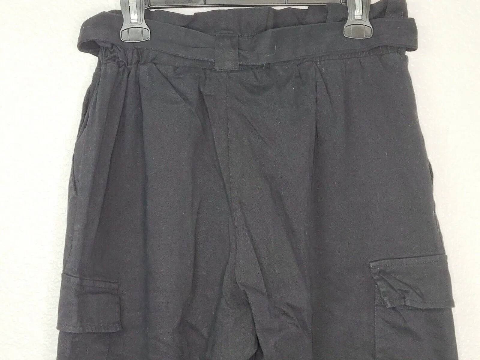 Kendall & Kylie Women's Black Belted Paper Bag Waist Cargo Pants Size Small