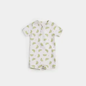 Kiwi Print On Crème Swim Romper | Petit Lem