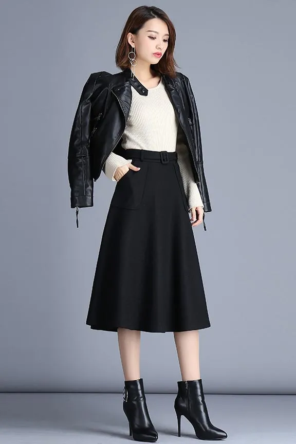 Korean version of commuter high-waist a-line skirt S026