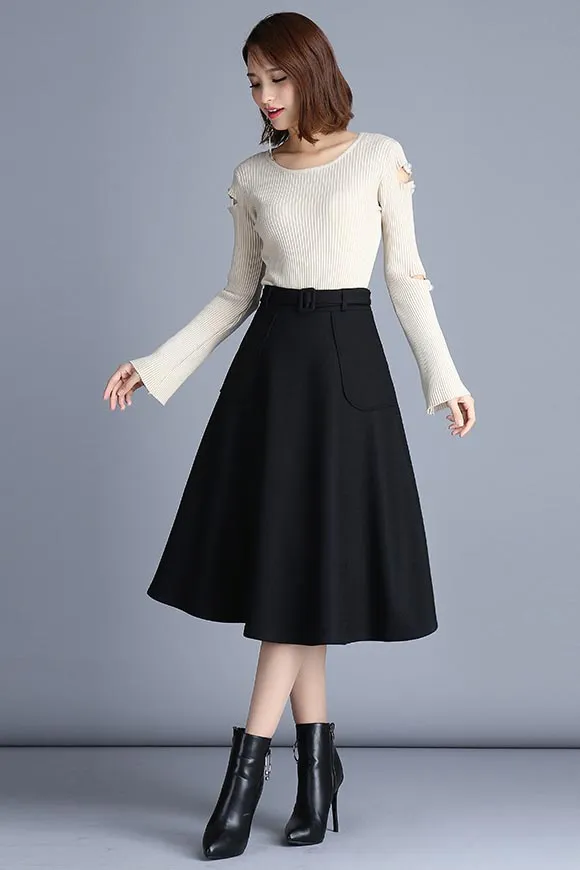 Korean version of commuter high-waist a-line skirt S026