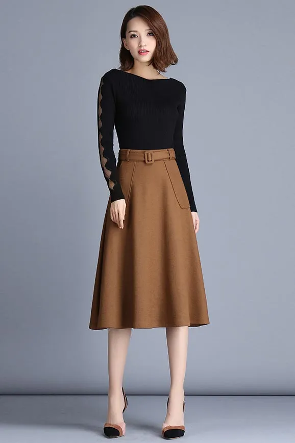 Korean version of commuter high-waist a-line skirt S026