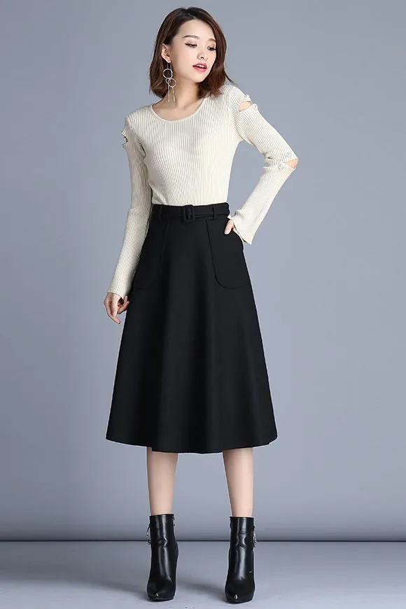 Korean version of commuter high-waist a-line skirt S026