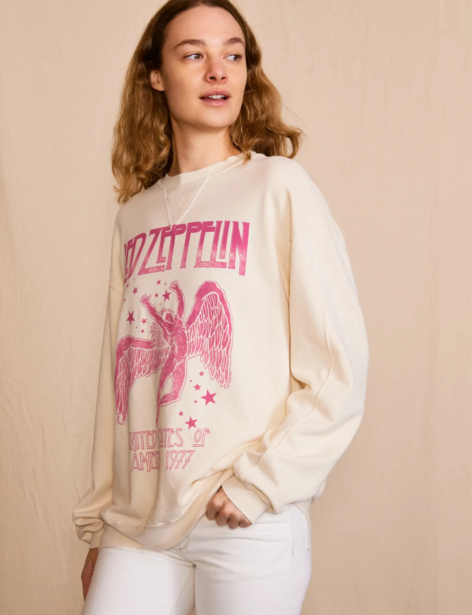 Led Zeppelin 1977 Star Struck Sweatshirt, Ivory