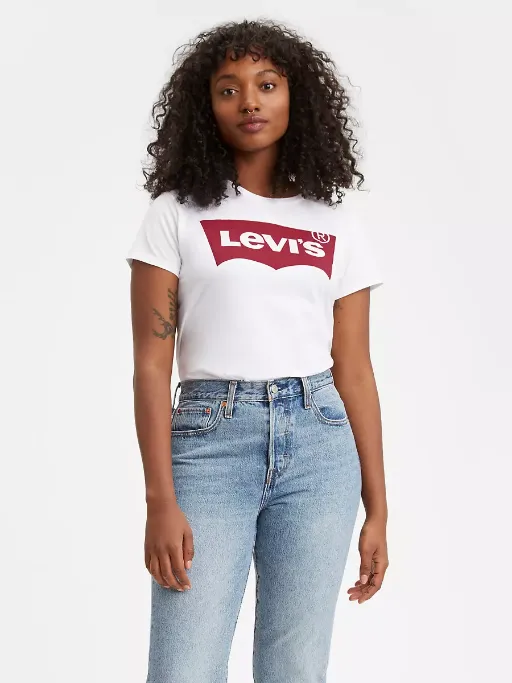 Levi's Maglietta manica carta da donna Standard Housemark 173690053 bianco