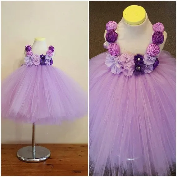 Lolita - Satin Roses with Pearls & Rhinestone Flower Girl Tutu Dress