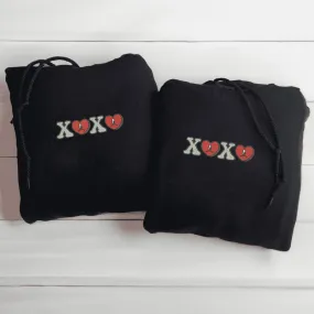 Matching XOXO Embroidered Hoodies - Custom Embroidered Matching Hoodies For Couples