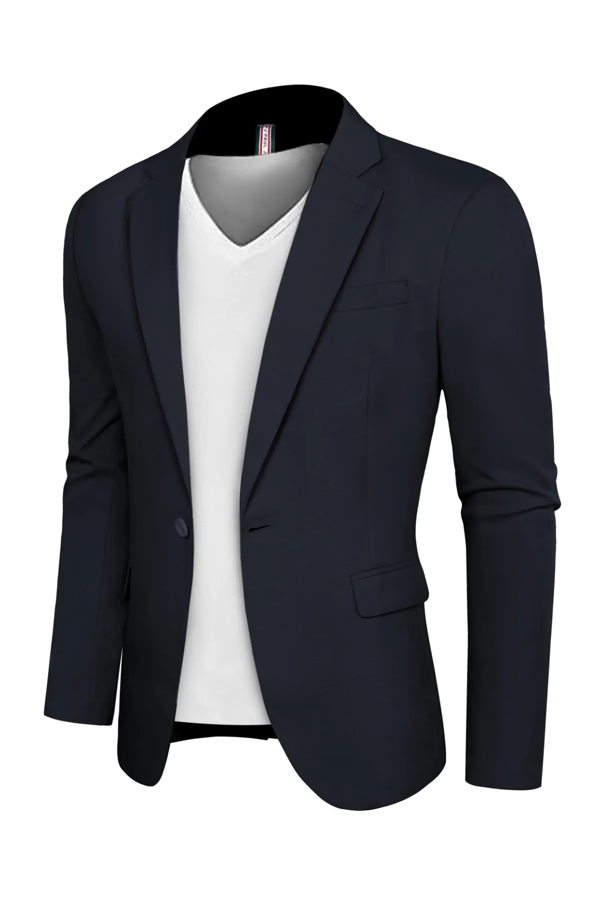 Men One-Button Blazer Coat Casual V-Neck Notch Lapel Back Sit Suit Coat