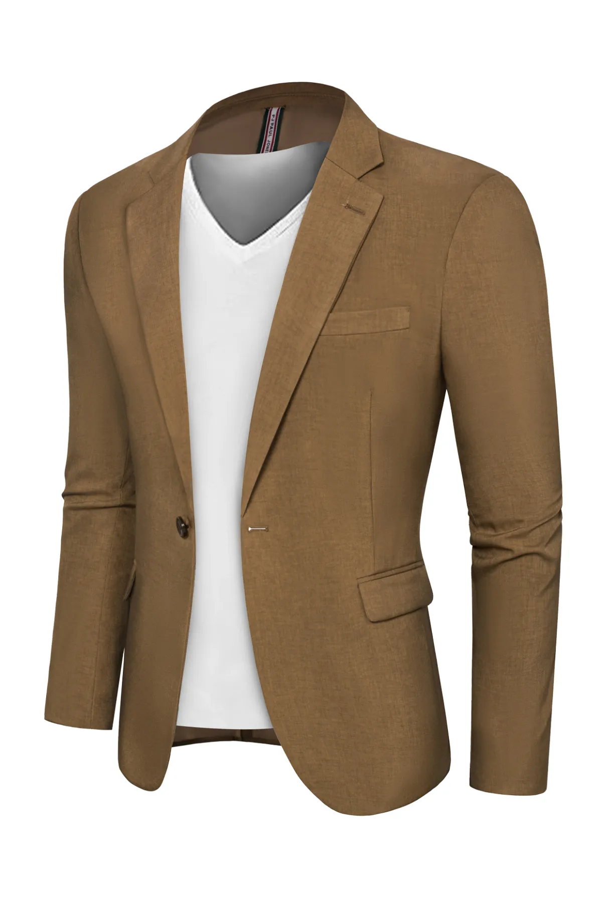 Men One-Button Blazer Coat Casual V-Neck Notch Lapel Back Sit Suit Coat