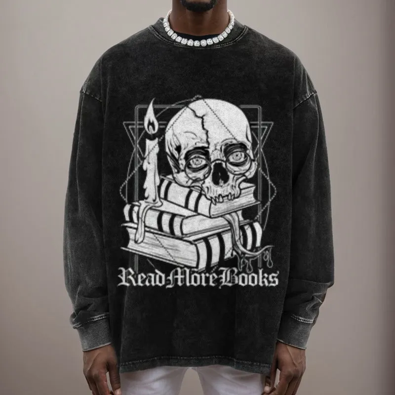 Mens Vintage Read More Book Print Sweatshirt