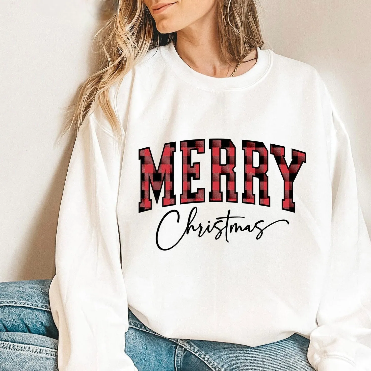 Merry Christmas Plaid Sweatshirt - Festive Hoodie For Holiday Season