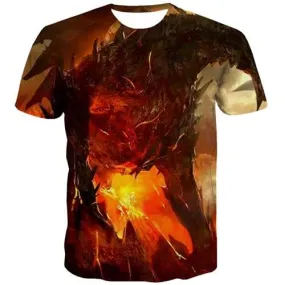 Monster T shirts Men Flame Shirt Print Hip Hop T shirts Funny Halloween Tshirt Anime Terror Tshirts Casual Short Sleeve T shirts