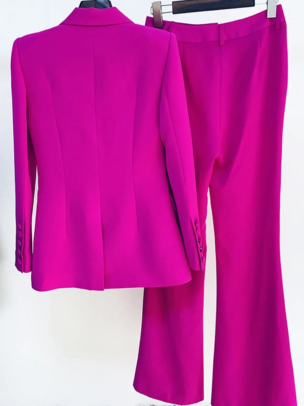 NAOMA Blazer & Flared Pants Set in Fuchsia