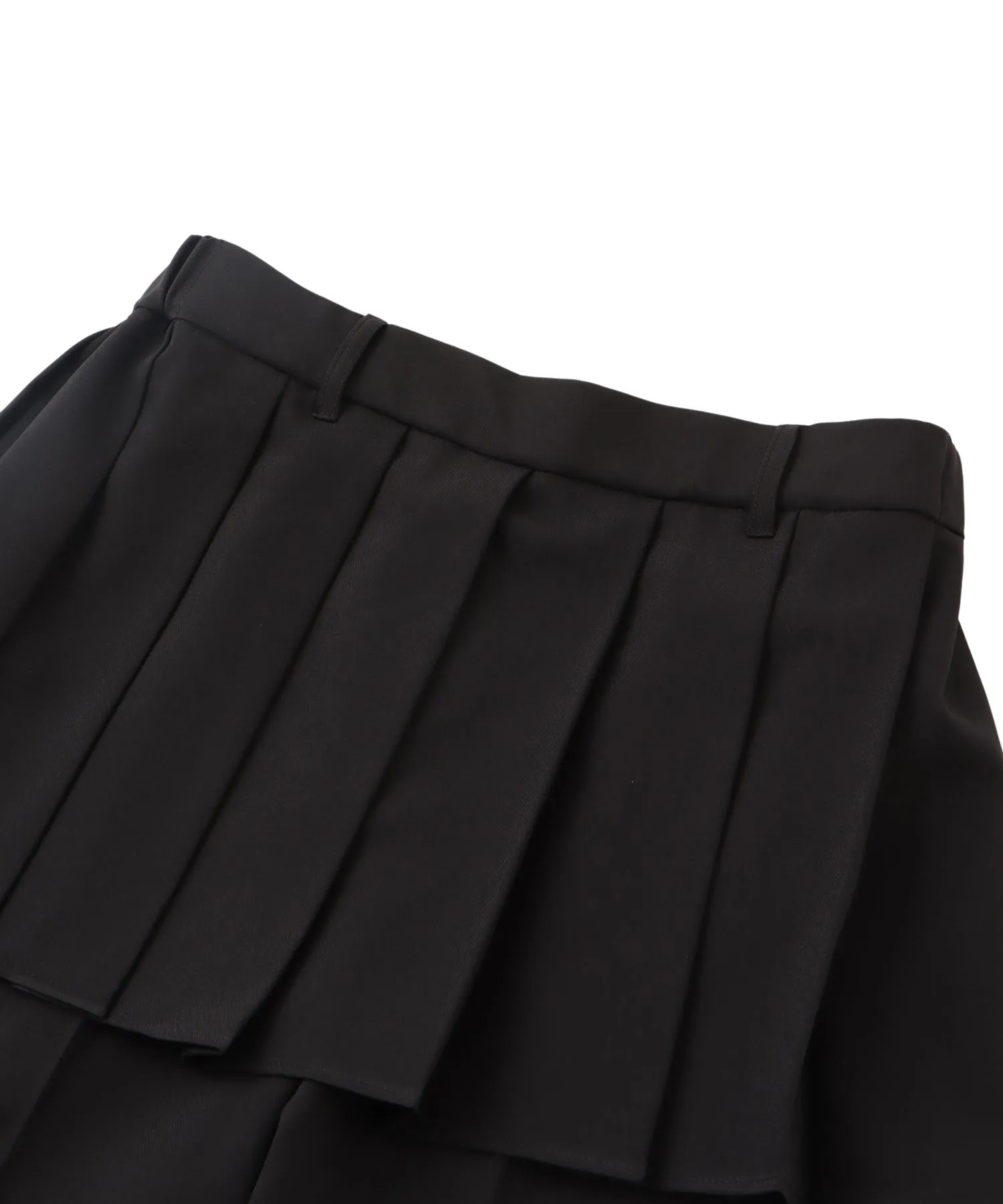 Pleats skirt layered flare pants