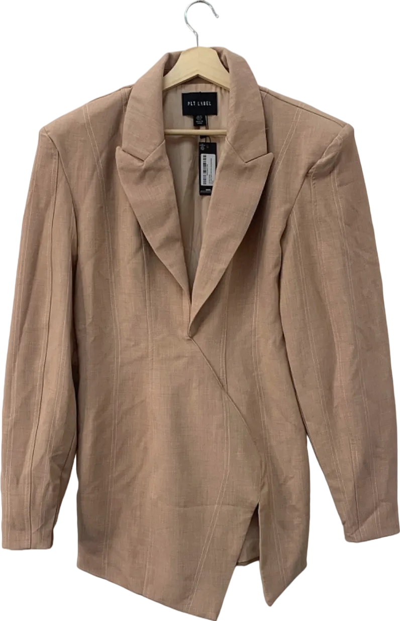 PLT Label Taupe Asymmetric Oversized Blazer UK 10