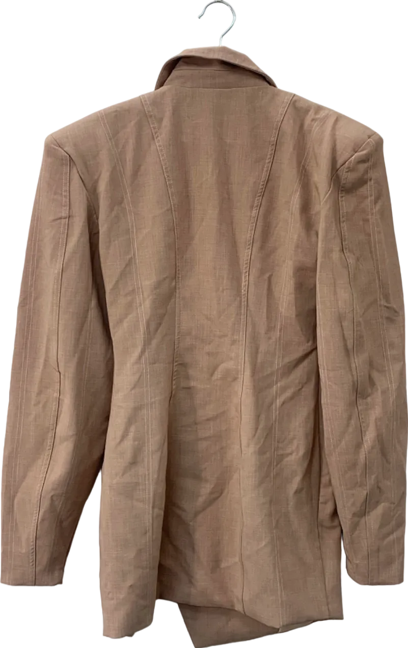 PLT Label Taupe Asymmetric Oversized Blazer UK 10