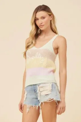 "Salty" Pastel Stripe Tank Sweater