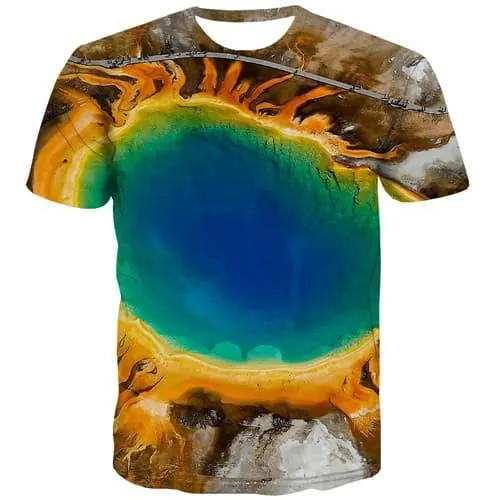 Sea T-shirt Men Colorful Tshirt Anime Rock T-shirts Graphic Volcanic Tshirts Casual Funny T-shirts 3d Short Sleeve Punk Rock Men