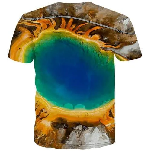 Sea T-shirt Men Colorful Tshirt Anime Rock T-shirts Graphic Volcanic Tshirts Casual Funny T-shirts 3d Short Sleeve Punk Rock Men