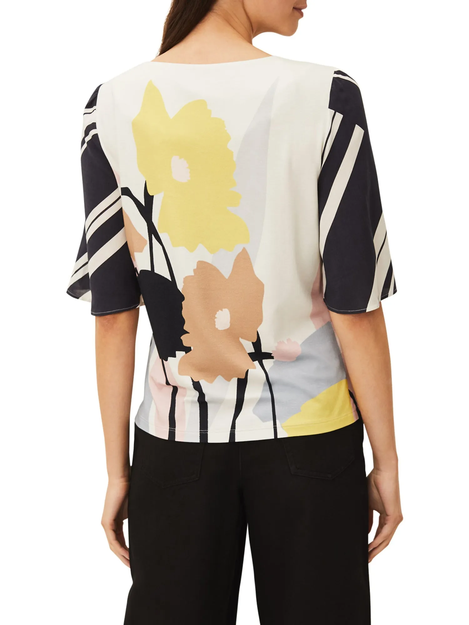 Silvie Floral and Stripe Print Top