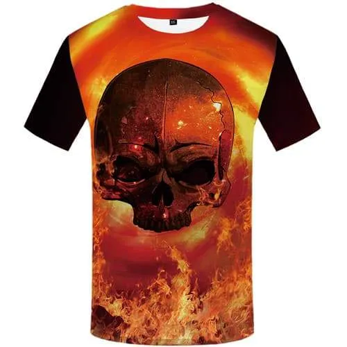 Skull T-shirt Men Flame T-shirts Graphic Space Tshirt Anime Psychedelic Tshirts Casual Gothic Shirt Print Short Sleeve summer