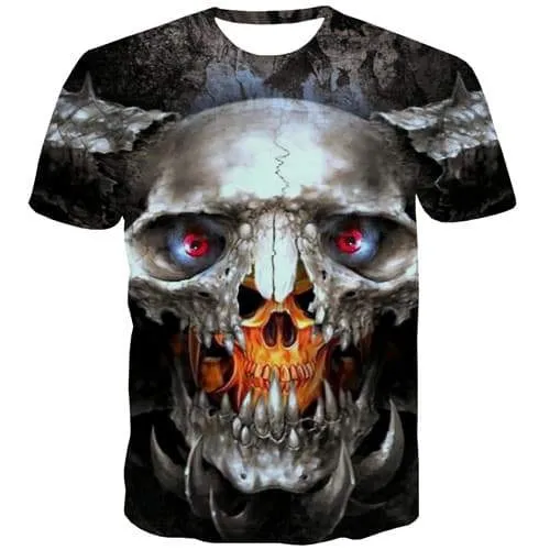 Skull T-shirt Men Skeleton T-shirts Graphic Flame Tshirts Novelty Punk Tshirts Casual Gothic T-shirts 3d Short Sleeve Hip hop