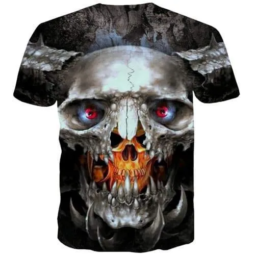 Skull T-shirt Men Skeleton T-shirts Graphic Flame Tshirts Novelty Punk Tshirts Casual Gothic T-shirts 3d Short Sleeve Hip hop